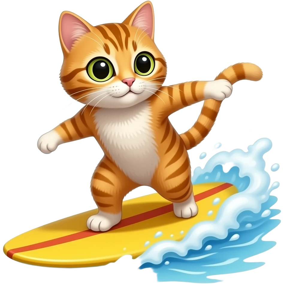 two eyes cat surfing in spring emoji