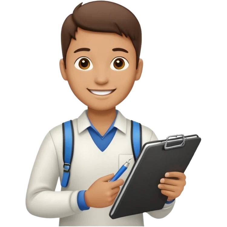 Student Leader + clipboard, Tour Group. emoji