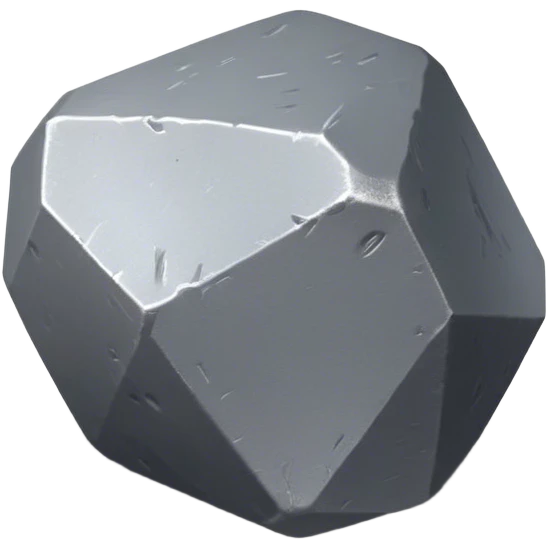 Cinematic Realistic Lead Ore, Heavy and dense, with a matte gray surface and subtle metallic glimmer. The metal's weight and durability are evident, with soft, sharp edges and a slight texture that enhances its solid presence. Soft glowing outline, capturing the essence of raw strength and industrial power in lead ore. emoji