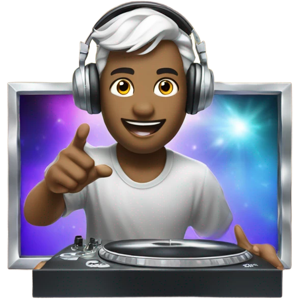 dj chasing after a platinum music plaque emoji