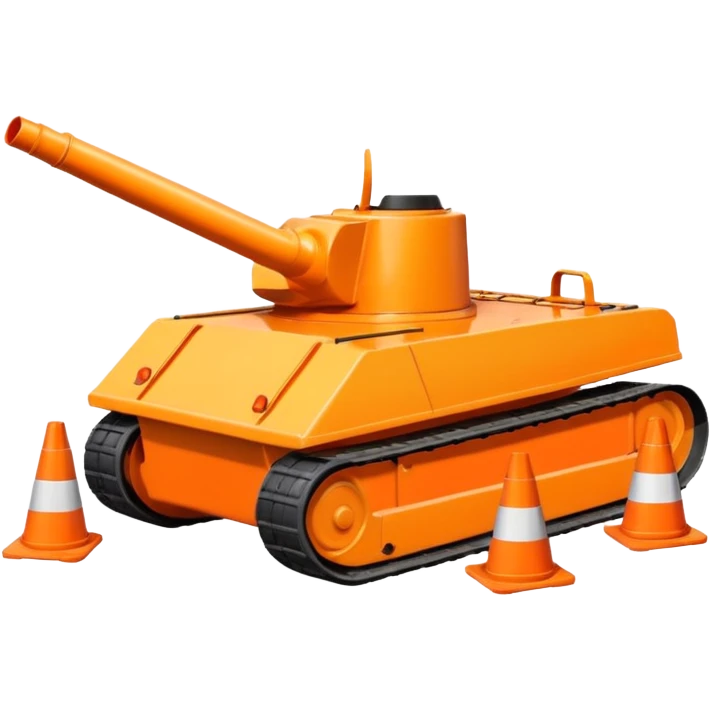 tank with its treads flattening traffic cones emoji