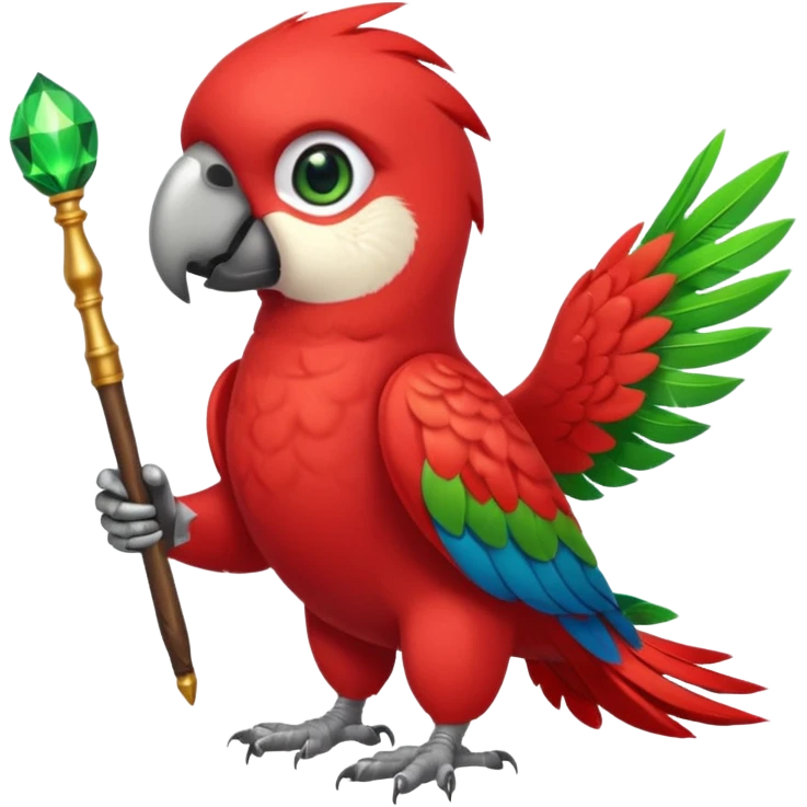 A red parrot with a magic wand emoji