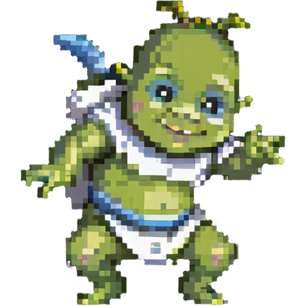 baby Shrek spinning while dancing emoji