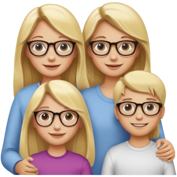je voudrai un emoji d'une fille aux cheveux longs et blonds avec des lunettes en FAMILLE emoji