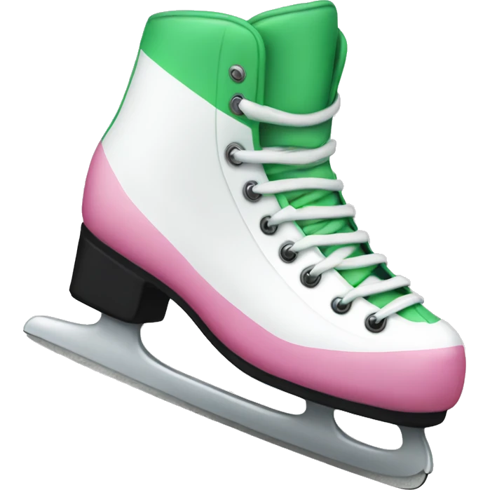 White and pink with green stripes Ice skates  emoji