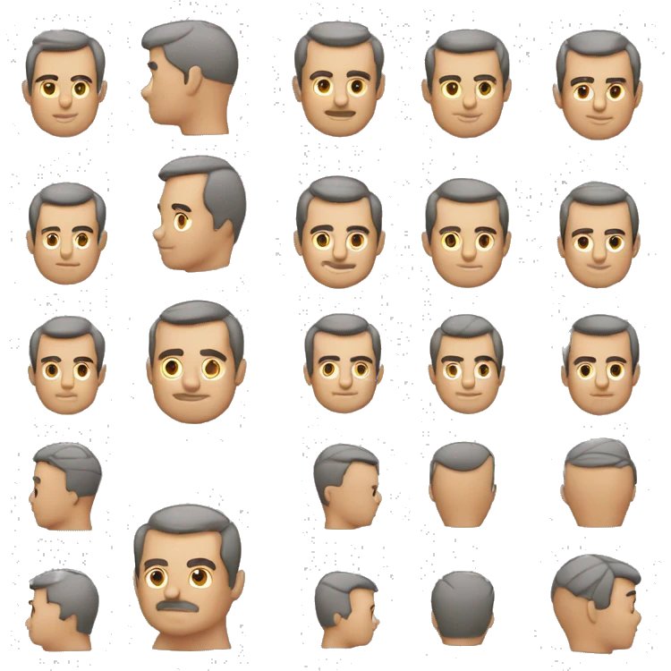 hombre de 50 años cabello cortO CON CANAS Y SIN CANAS emoji