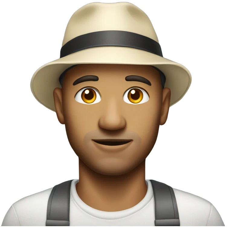 male portrait with hat indoors emoji