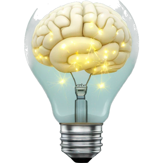 brain sparkles inside the glass light bulb emoji