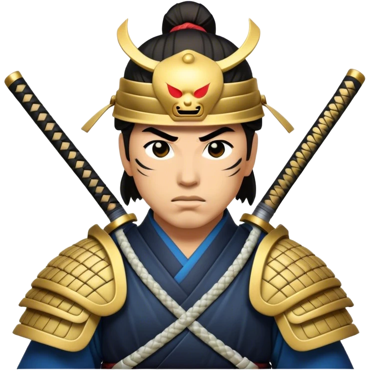 Cinematic Realistic Samurai Pop Culture Emoji, depicted with a noble, stoic portrayal of a samurai warrior rendered with crisp detail and dramatic, traditional lighting. emoji