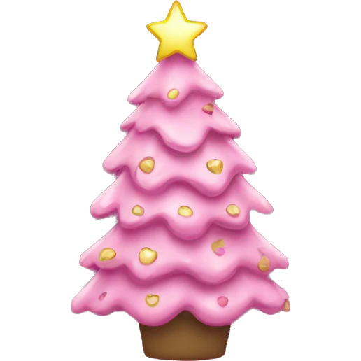 A pink decorated christmas tree emoji