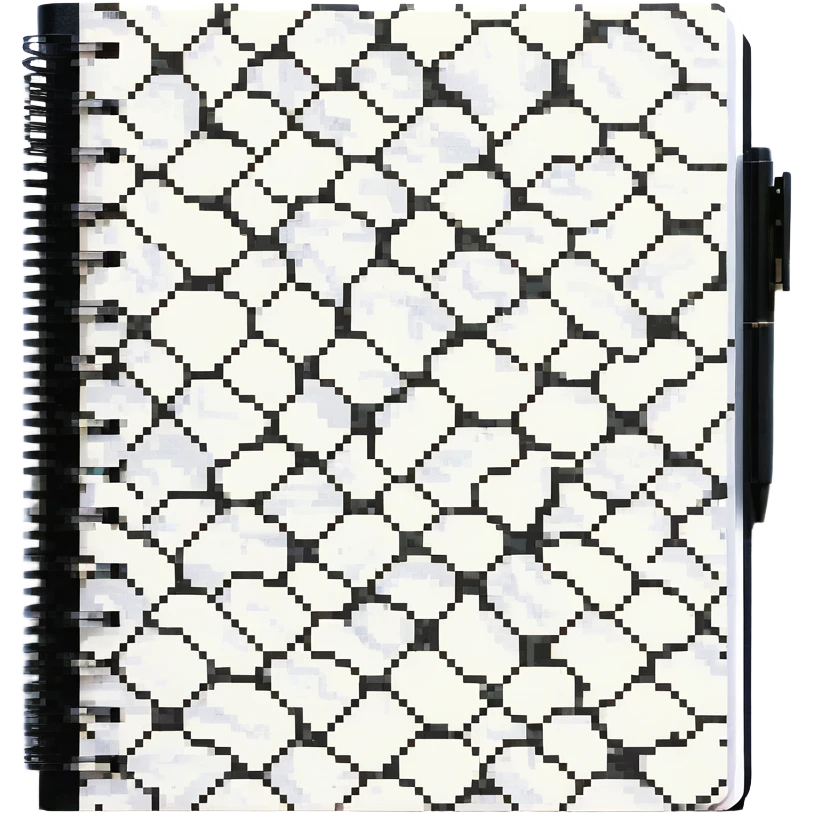 composition notebook, black and white marbled emoji