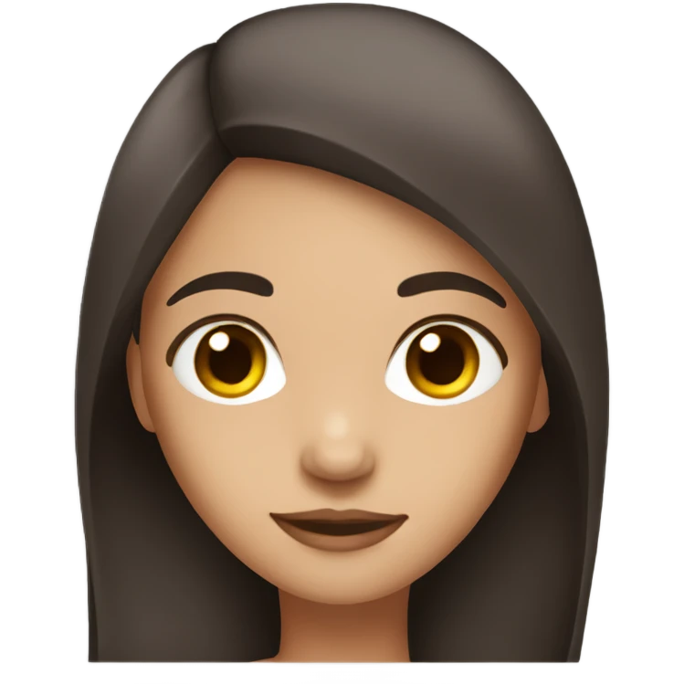 A girl with straight dark brown hair and brown eyes  emoji