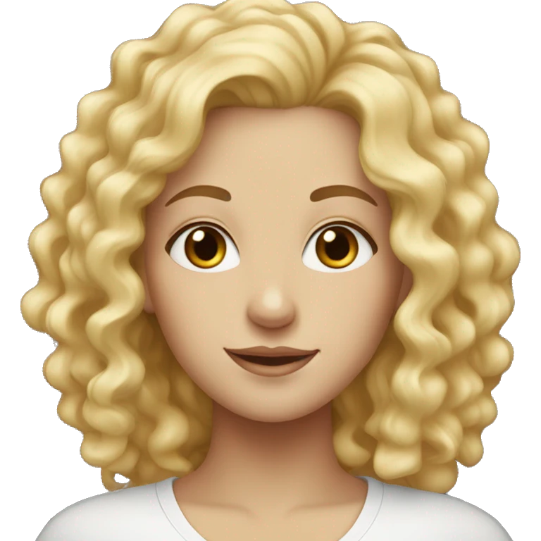  young women with curly blonde hair, white skin emoji