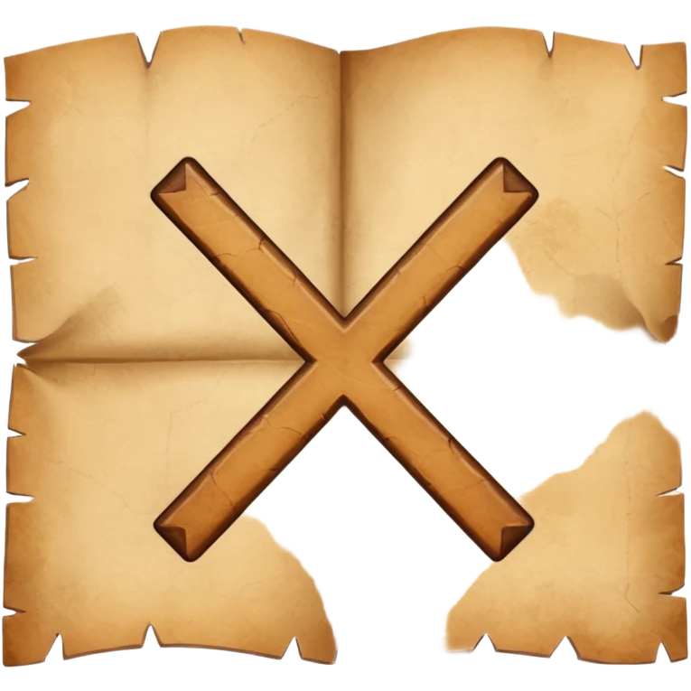 aged parchment map with X mark emoji