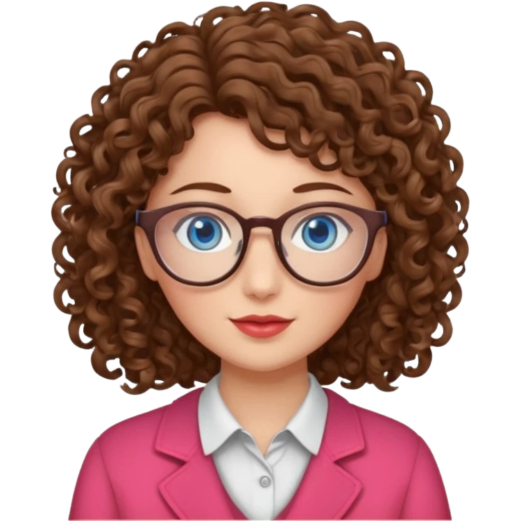 teacher blue eyes glasses curly brown hair long kind valentine hdeart emoji