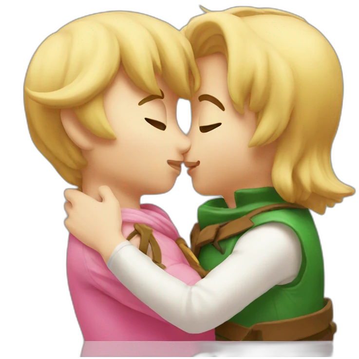 Link kissing hello kitty emoji