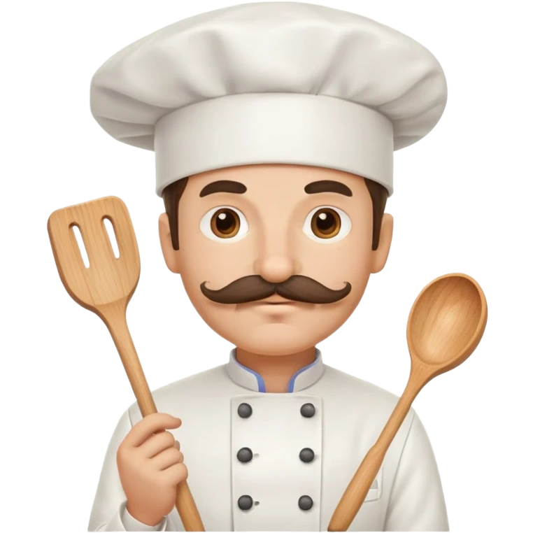Chef with mustache hat and cooking supplies  emoji