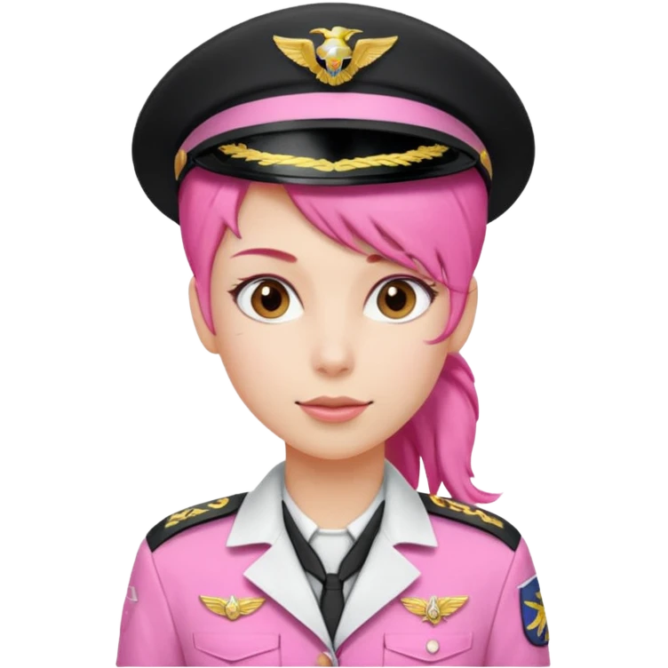 Commander Bloom – pink ponytail pilot in white uniform emoji