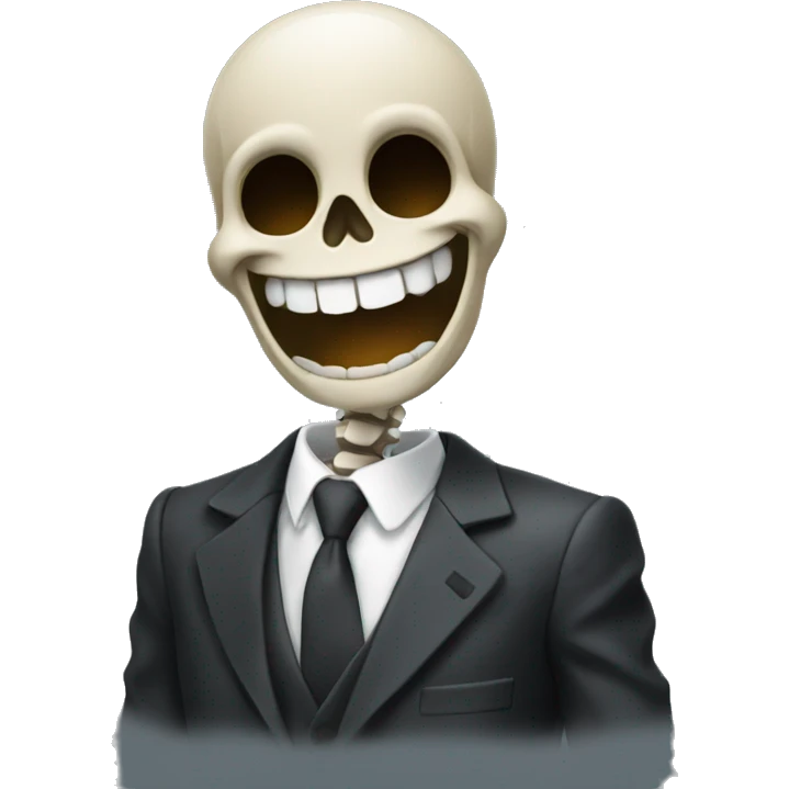 Skeleton laughing with suit and tie emoji