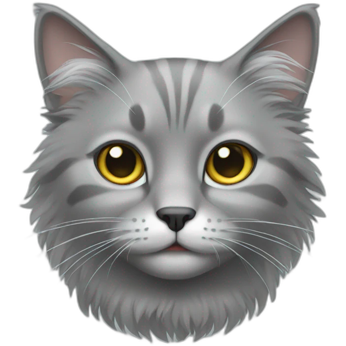 Grey cat with long fluff  emoji