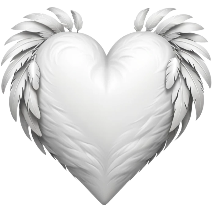 white heart with a feather texture emoji