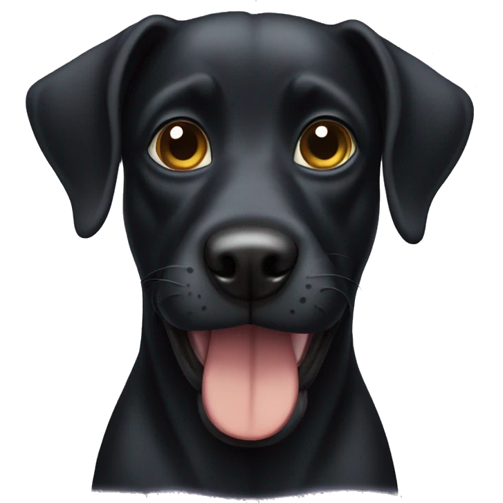 Black dog with ears like dobbie emoji