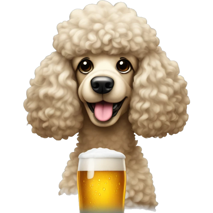 a poodle with one fountain of hair on its head and a glass of beer emoji