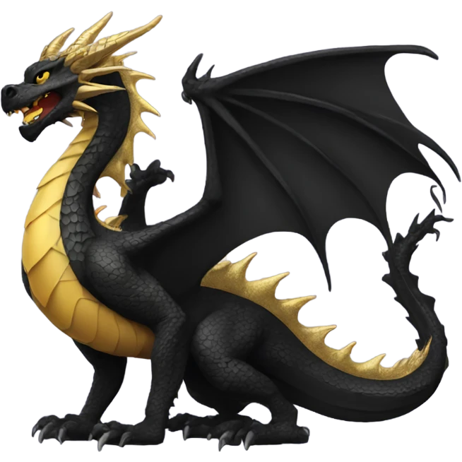 Black dragon with a gold dragon emoji