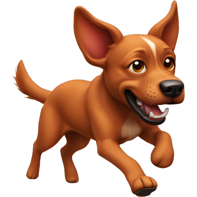 realistic solid red dog with pointed ears running emoji