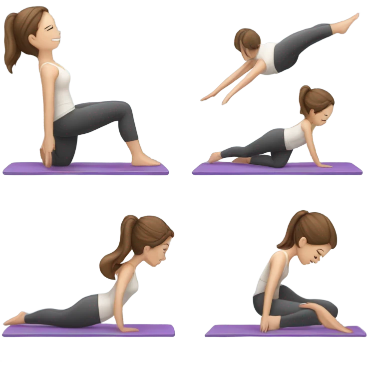 White girl with brown hair doing Pilates  emoji