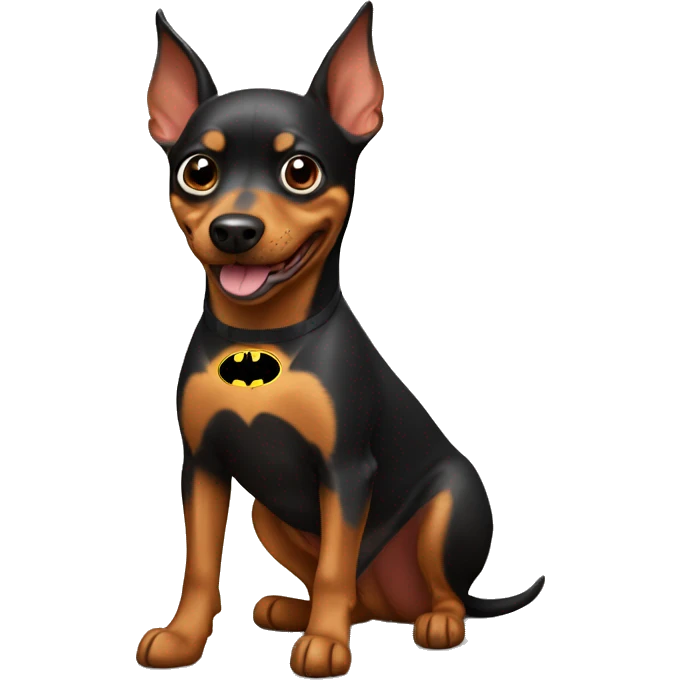 caramel-color-pinscher-batman-dog with smile  emoji