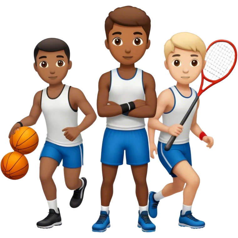 male friend group playing sport trading emoji