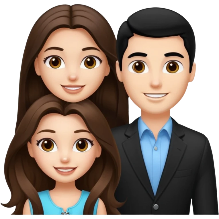 a pretty fair bratz girl with long brown hair and handsome white man with black hair emoji