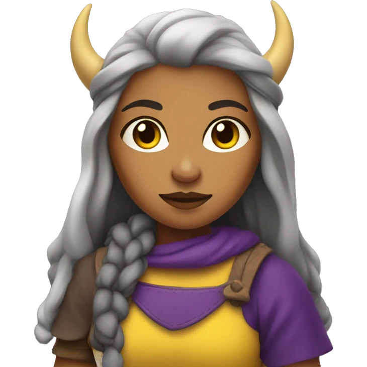 Latina Viking girl in purple and yellow emoji