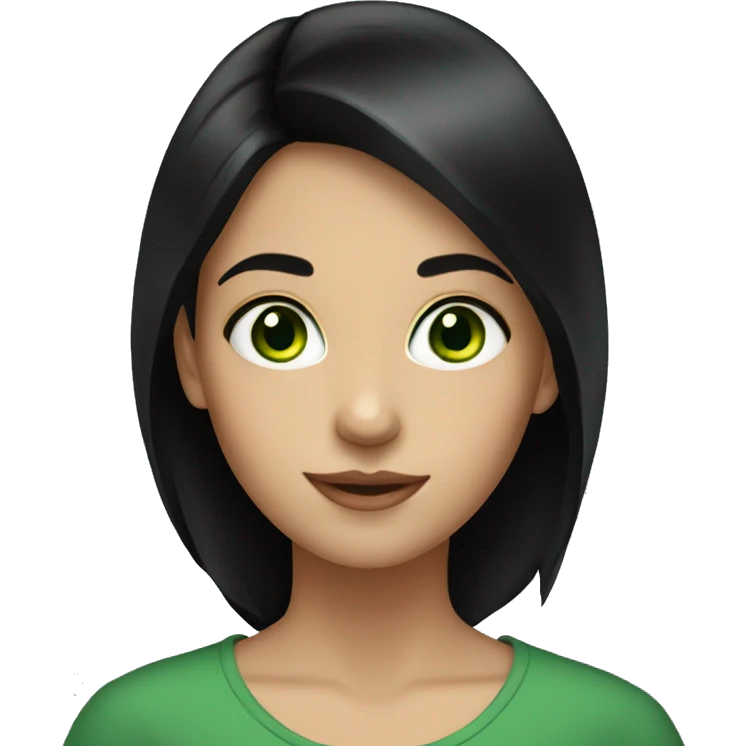 Girl with black hair and green eyes emoji