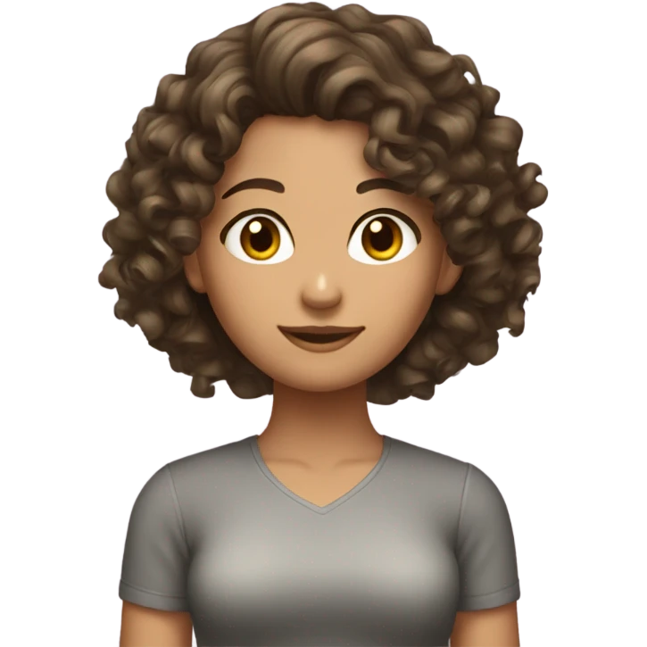 brunette girl with curly hair doing her hair emoji