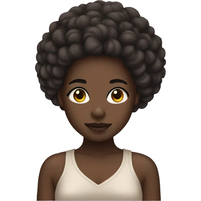 Dark skin girl with afro in a side braid emoji
