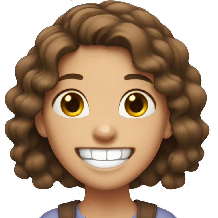 Girl with brown hair laughing so much emoji