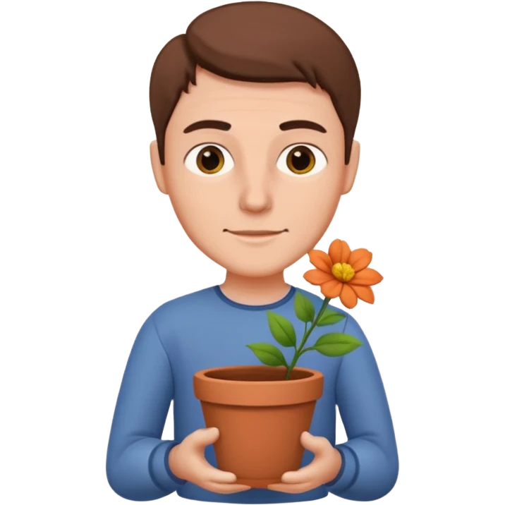 man holding a flower pot emoji