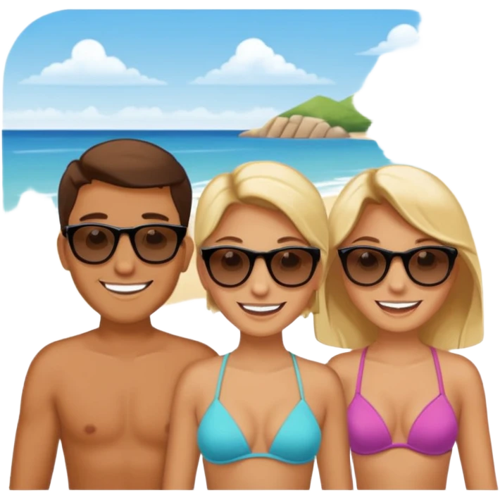 3 persons going on holiday vacation, group travel emoji