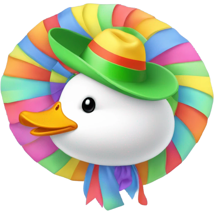 Duck with a spinny hat emoji