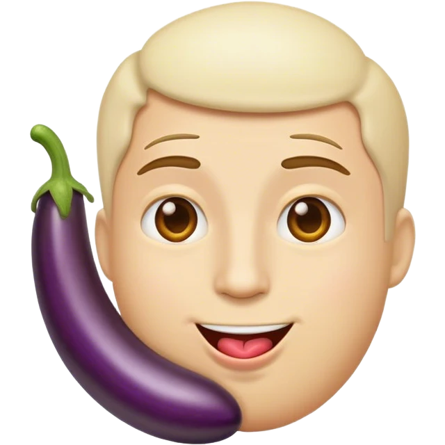 Emoji qui passe sa langue de droite à gauche avec une aubergine à coter de lui  emoji