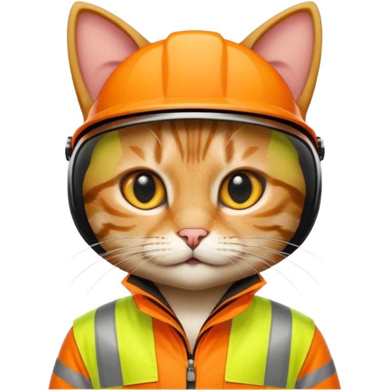 tabby cat standing in orange hi-vis clothing emoji