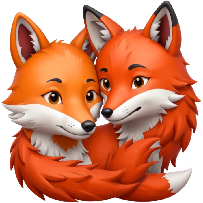 The gray wolf and the red fox embrace each other. emoji