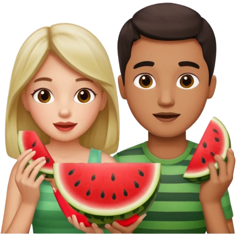 Couple eating Watermelon  emoji