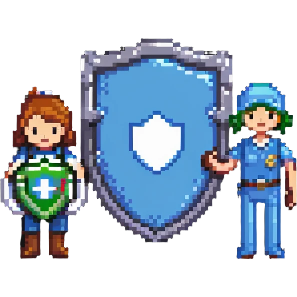 tech support shield with phone icon and friendly helper character emoji