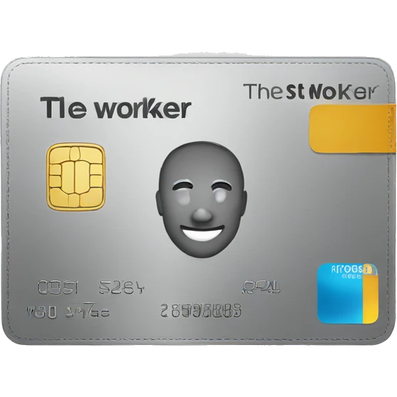 grey credit card with inscription "the best worker" emoji