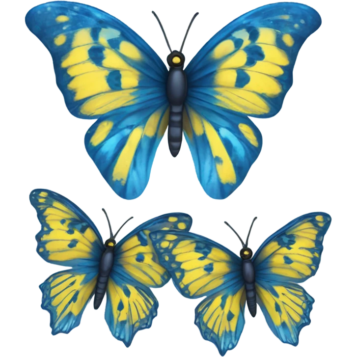 Blue butterfly and yellow butterfly  emoji