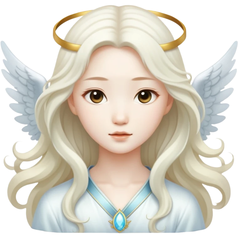 Asian angel with flowing hair emoji