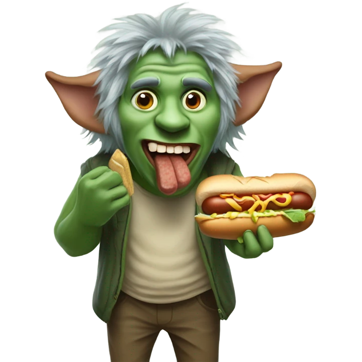 troll eating hot dog  emoji